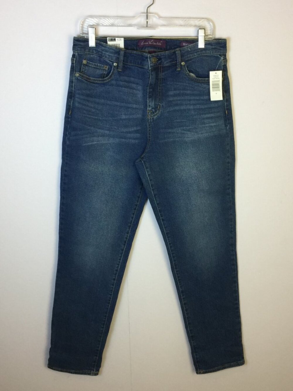 New! Gloria Vanderbilt Boyfriend Jeans Size 8 Womens High Rise Dark Wash Stretch